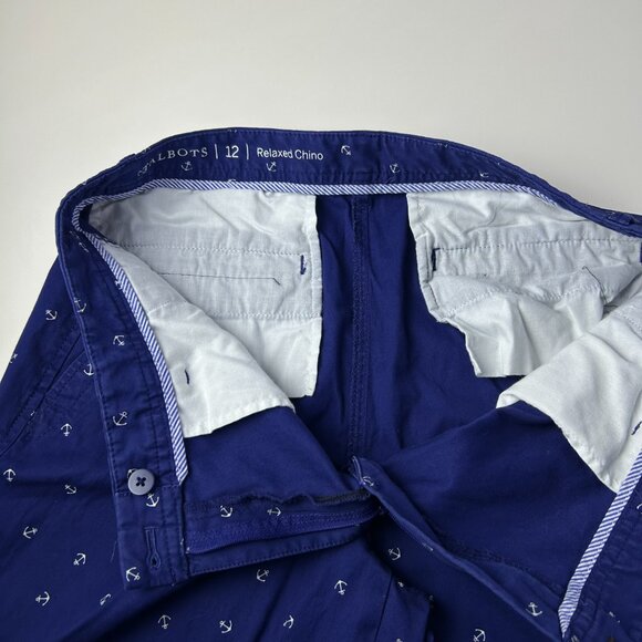 Talbots Navy White Anchor Stretch Cotton Relaxed Chino Pants Womens 12 Nautical‎ - Picture 8 of 12